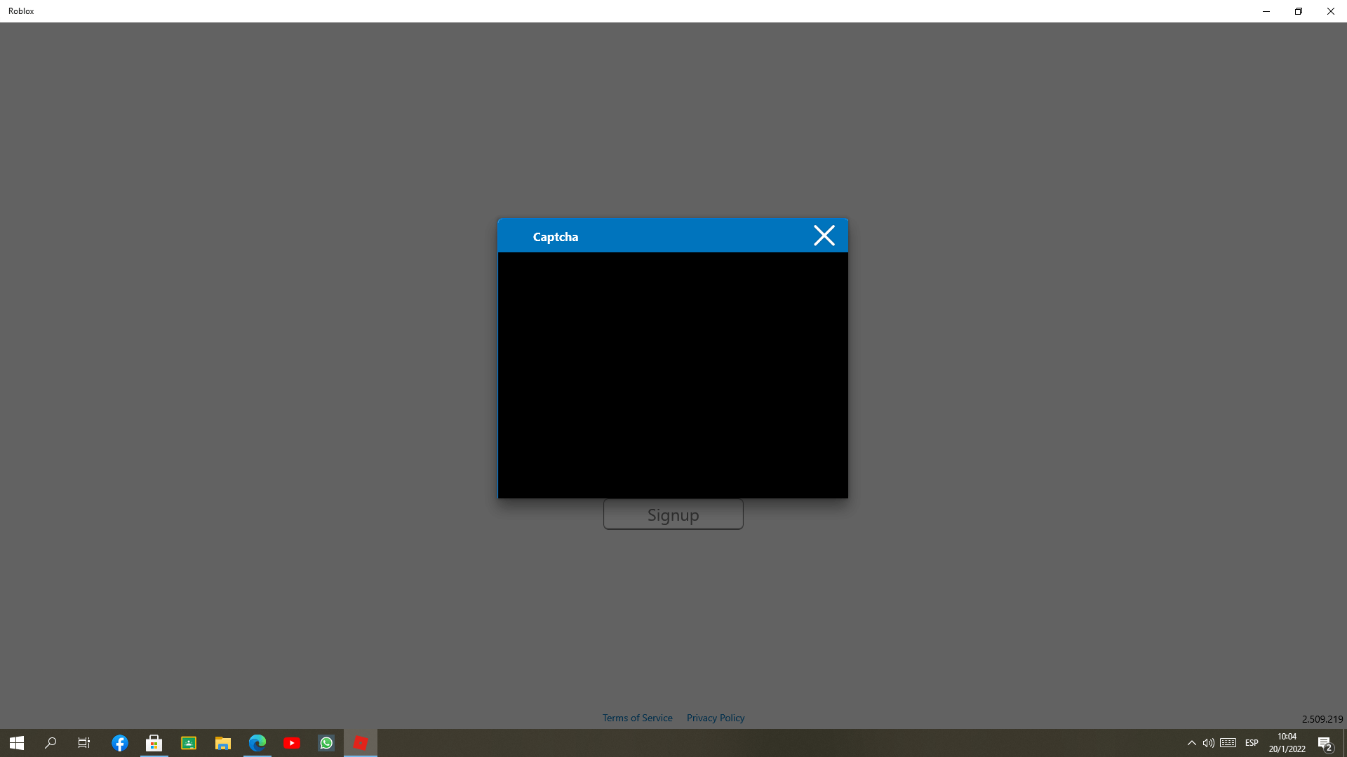 pantalla negra en captcha en roblox - Microsoft Community